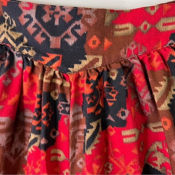 Vintage Saks Fifth Avenue Palazzo Pants Wide Leg Cropped Aztec Southwestern - Picture 4 of 10